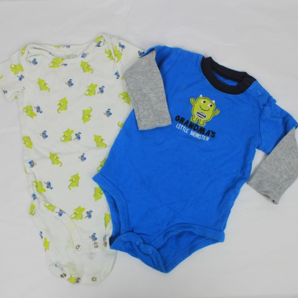 Carters Lot of 2 Long & Short Sleeve Bodysuits Dragon Knights
